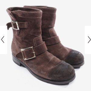 Jimmy Choo Brown Suede Ankle Moto Boots, Size 39